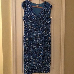 Blue multi print dress